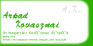 arpad kovasznai business card